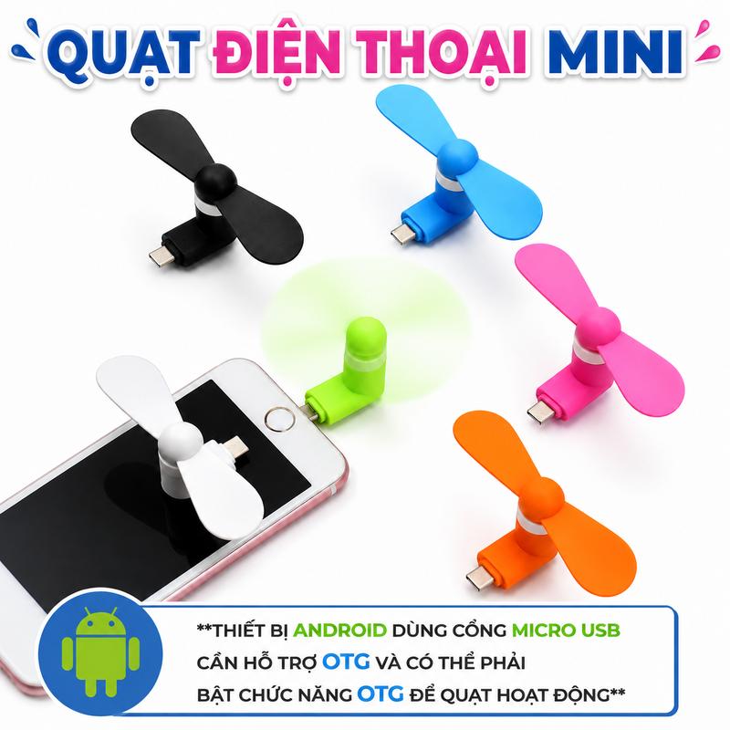 Quạt Mini Cắm Điện Thoại Type-C Lightning Micro USB, Quạt Tản Nhiệt Mini Cho…