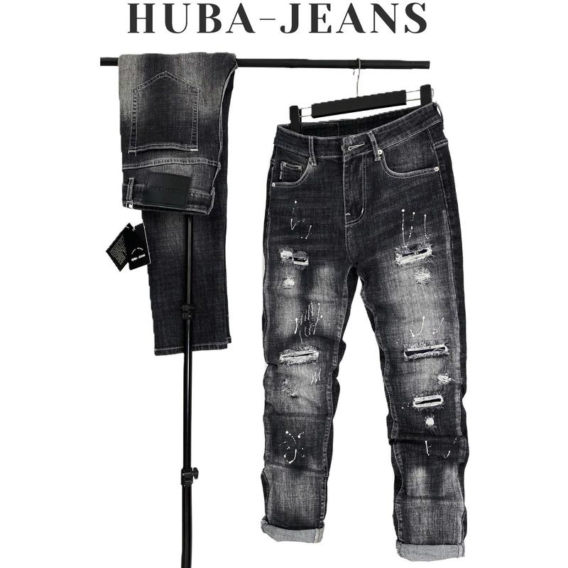  Quần Jean Nam HUBA-JEANS  BIGSIZE  từ 45kg~93kg Menswear Pants Có Túi Denim  Tất Tật  Purple  Biker thông thường khóa kéo 