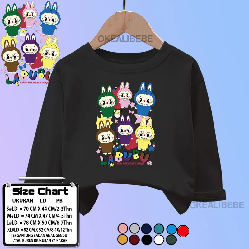 KAOS ATASAN ANAK LENGAN PANJANG MOTIF LABUBU UNISEX UNTUK ANAK LAKI LAKI DAN ANAK PEREMPUAN 2