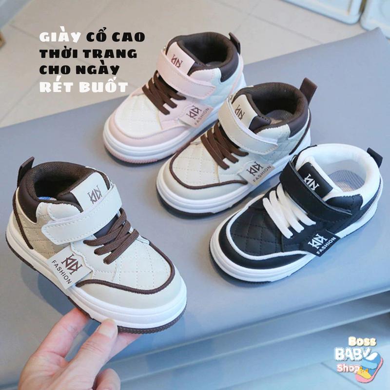  Giày Thể Thao Bé Trai Bé Gái Cao Cổ Từ 1 - 7 Tuổi Quai Dán Da Trần Trám Phong Cách Thể Thao Cá Tính   SY27   Sandal Voi 