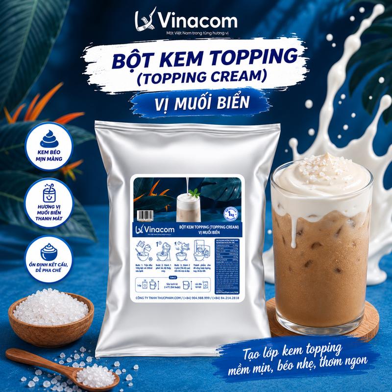 Bột Kem Muối Biển ThucPhamcom 100g - Cream Foam Béo Mịn, Dễ Đánh Bông, Topping Cà Phê & Trà Sữa