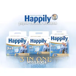 Happily Popok Celana Dewasa | Happiy Pampers Celana Dewasa | Happily Adult Diapers Ukuran M10 | L8 | XL6 3in1 Extra Serap Kering Tipis Anti Bau Cegah Iritasi