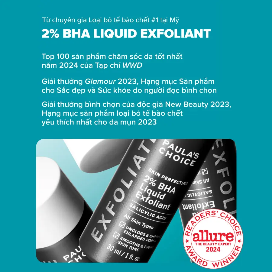 Tẩy tế bào chết hỗ trợ làm sạch sâu Paula's Choice Skin Perfecting 2% BHA Liquid Exfoliant 30ml B2016 | BigBuy360 - bigbuy360.vn