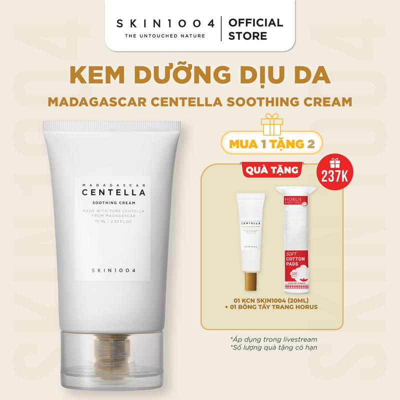 [ĐỘC QUYỀN][Tặng 1 kem chống nắng 20ml+1 bông tẩy trang] SKIN1004 Kem Dưỡng Ẩm Da cho da dầu Madagascar Centella Soothing Cream 75ml