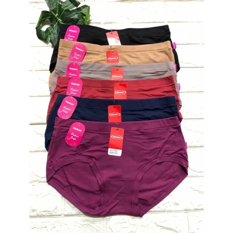 Celana Dalam Bikini MISSLILY Elastis Polos - 3pcs - XL/XXL - Wanita - Pita, Katun, Korset, Stretch, Lembut, Nyaman 0