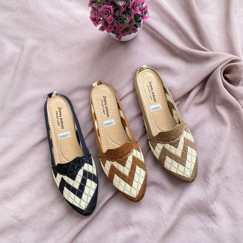Flatshoes Rajut Wanita Sepatu Slip On Kekinian - Sol Karet Antislip 1
