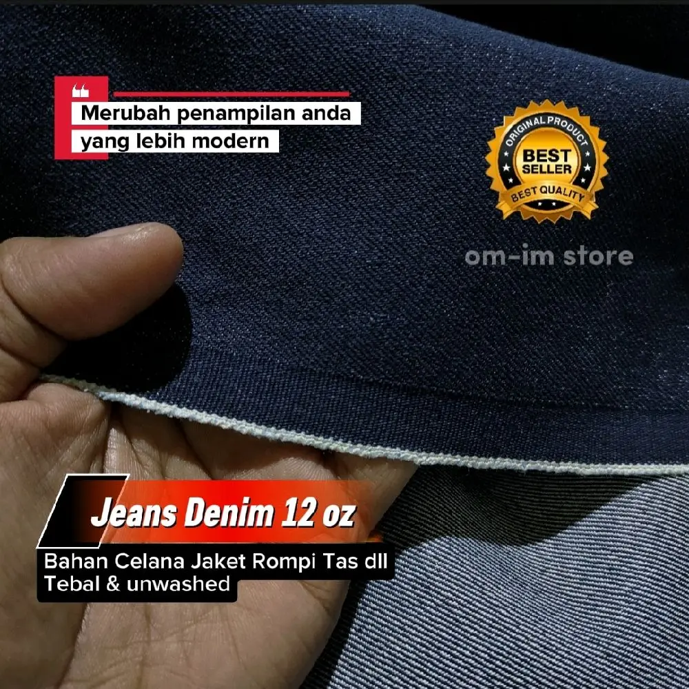 Kain Jeans Denim Grade A Stretch 12 Oz Tebal Kuat untuk Jaket & Celana Jeans Lebar 1,50m OS Harga per 50cm Minimal Order 0,5m