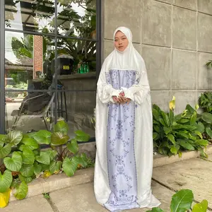 Zeith - Mukena Mukenah Dewasa Terbaru Mewah MUKENA BERGO ARTIKEL 3 WARNA SILVER mukena pashmina - Arabian Silk Soft Tebal Motif Eksklusif Panjang 180 cm dan 200 cm Anti-statis untuk Travel