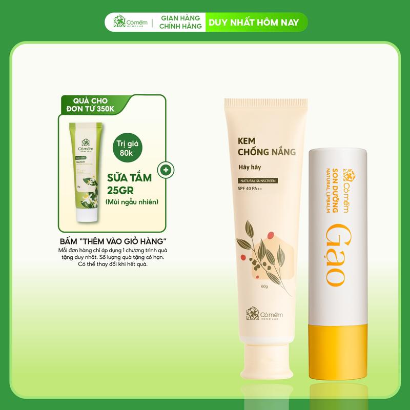 Combo Kem Chống Nắng Nâng Tone và Son Trang Điểm Lụa Diễm Cỏ Mềm
