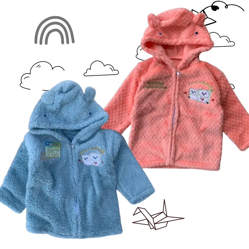 Jaket Bayi Anak Resleting Bahan Bulu Halus Kupluk Hoodie Lucu Mantel Bulu Anak Cewek Cowok Usia 6-24 bulan 3