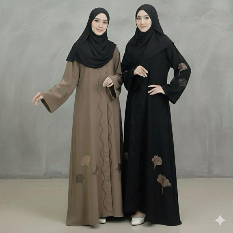 Abaya TSAMROH Outer Gamis Hitam Pekat Jetblack Saudi Polos Muslim Wanita Syari Dress Maxi Turki Arab Basic Remaja - Bordir Cantik Umroh Mewah Kombinasi Dewasa santri