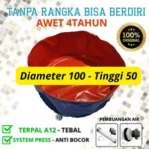 Kolam terpal bulat diameter 100 tinggi 50  cm bahan A12 cocok unruk budidaya ikan  nila lele dan gurame