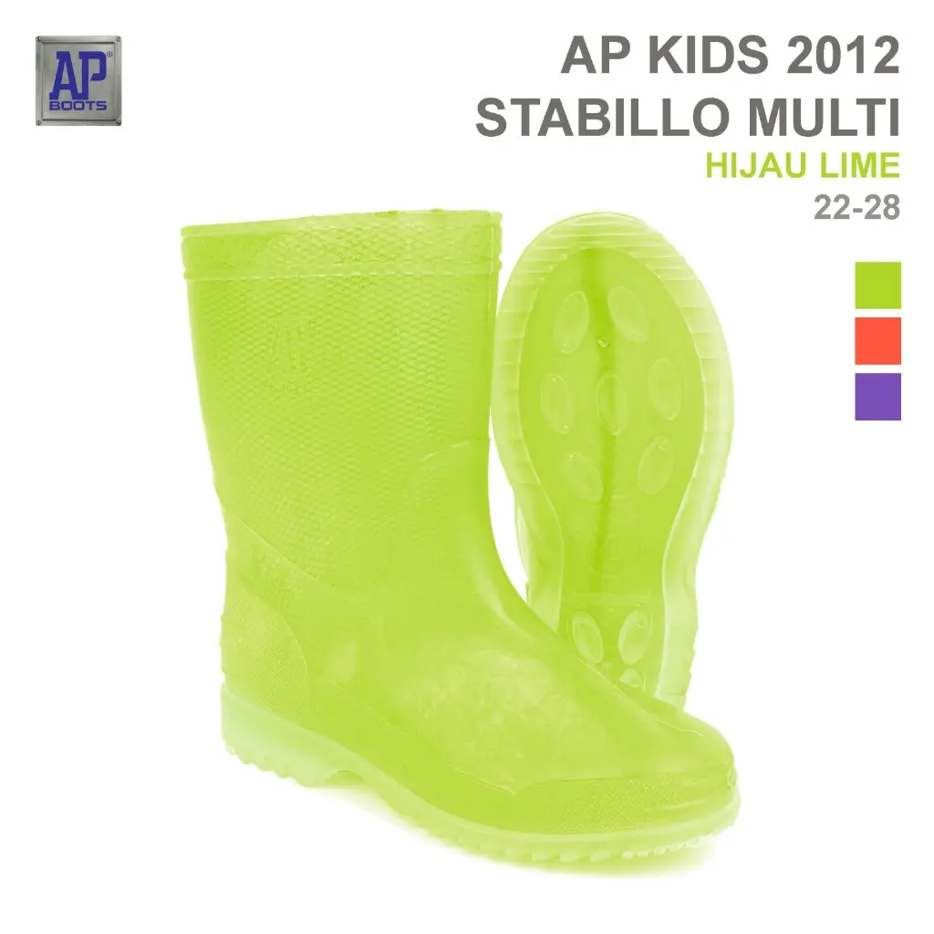 AP Boots AP KIDS 2012 HIJAU STABILO MULTI SIZE BESAR - Sepatu Boot PVC