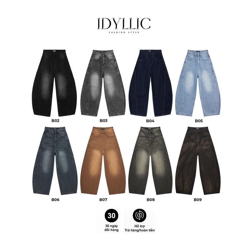 [IDYLLIC - MỚI RA MẮT] Bộ Sưu Tập Quần jean nam nữ, unisex ống bí rộng thời trang màu hot trend B02,B03,B04,B05,B06,B07,B08,B09 cotton dày dặn Menswear Cotton Pants - Chất Rin Cotton Thoáng Mát