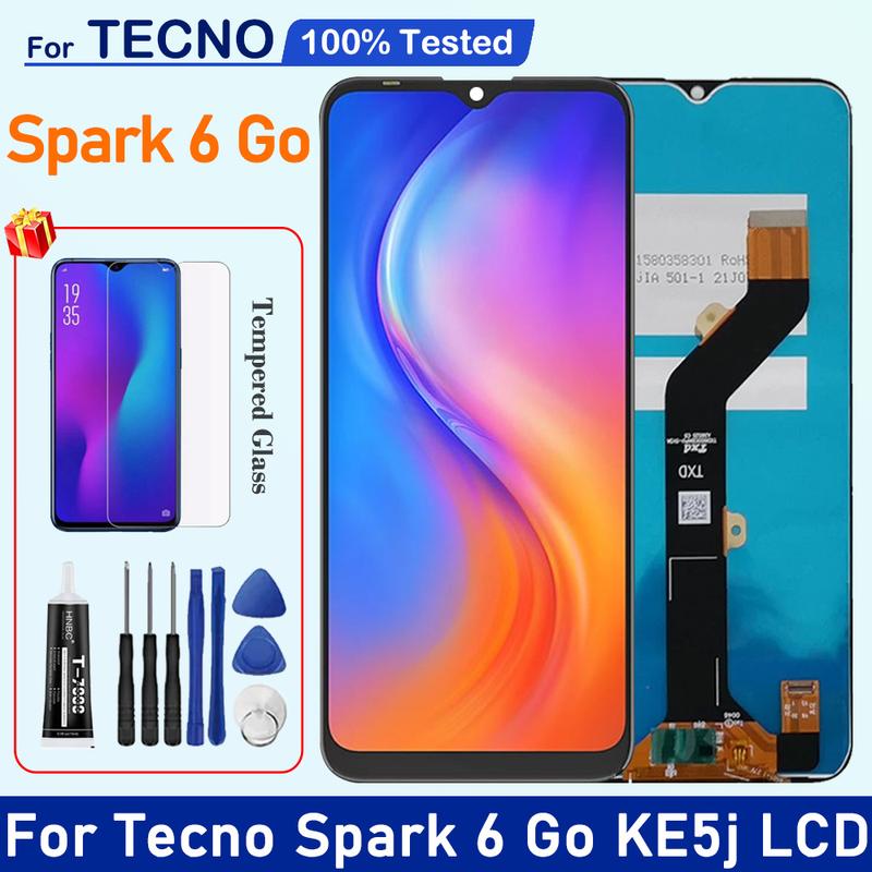 Màn Hình LCD 6.52 "Cho Tecno Spark 6 GO, Bộ Số Hóa Màn Hình Cảm Ứng, Linh Kiện Sửa Chữa, KE5J, KE5K