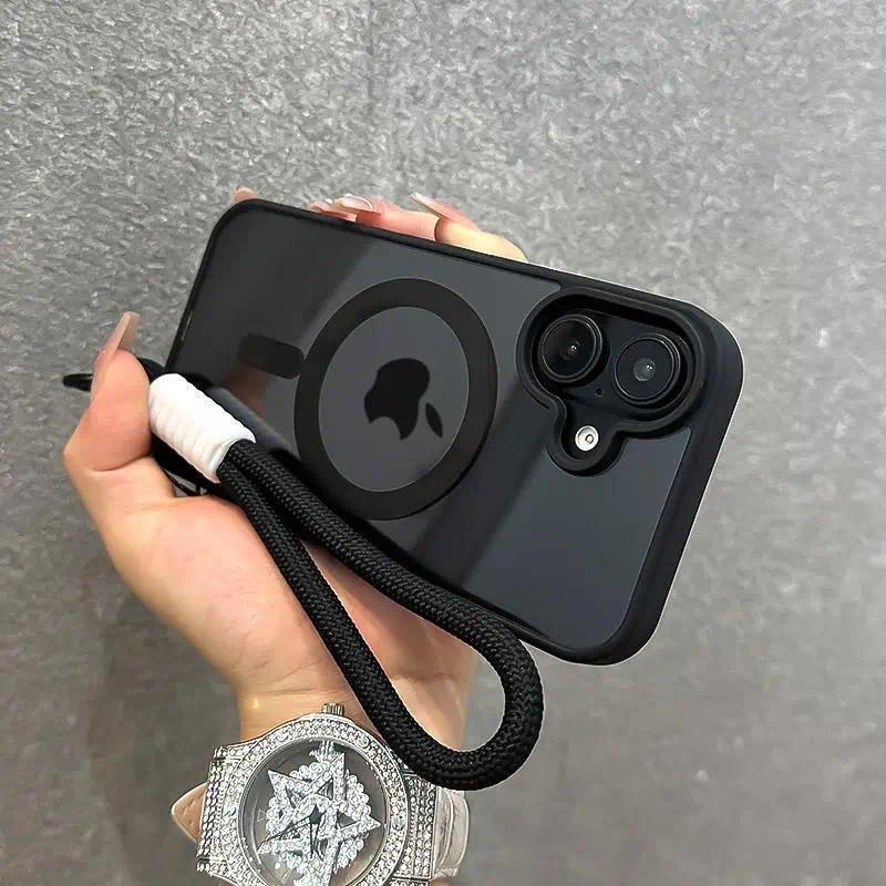 Ốp Điện Thoại Magsafe, Dây Đeo Cổ Tay Sang Trọng, Màu Trong Suốt, Thích Hợp Cho iPhone 17Air, 16, 15, 14, 13, 12, Mini, 11, Pro Max, Plus, 16E / SE4, Có Dây Đeo Buộc, Chống Sốc, Ốp Bảo Vệ Điện Thoại, Ốp Lưng Từ Tính, Có Phụ Kiện
