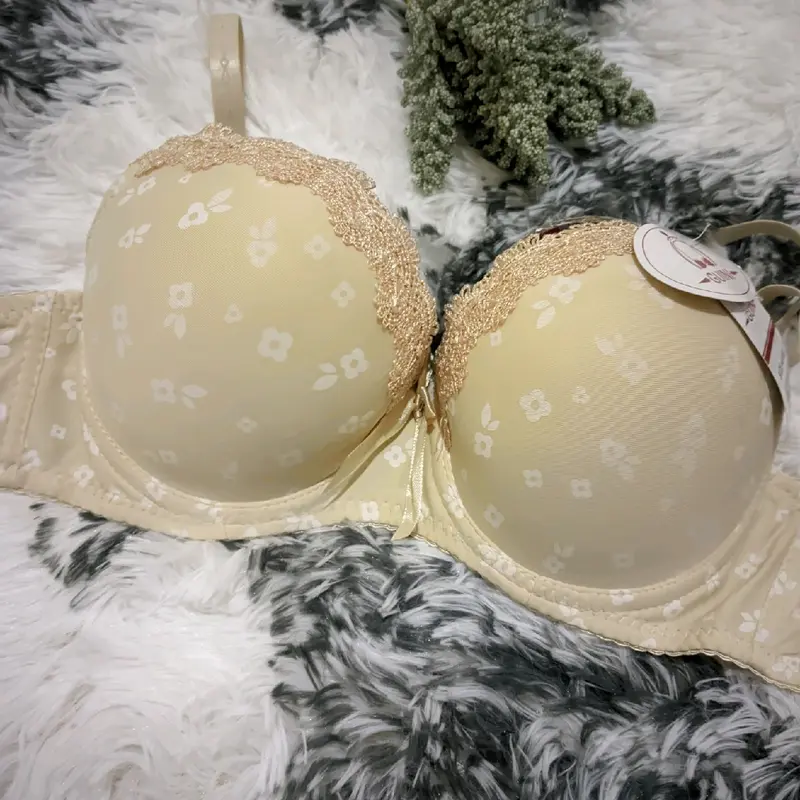 Bh Wanita Dewasa Kawat Busa Tebal Kancing Kait  3 Cup B to C Push Up Bra Super Tebal Bra Bh Cantik Motif Renda Beha  Lembut Nyaman 2