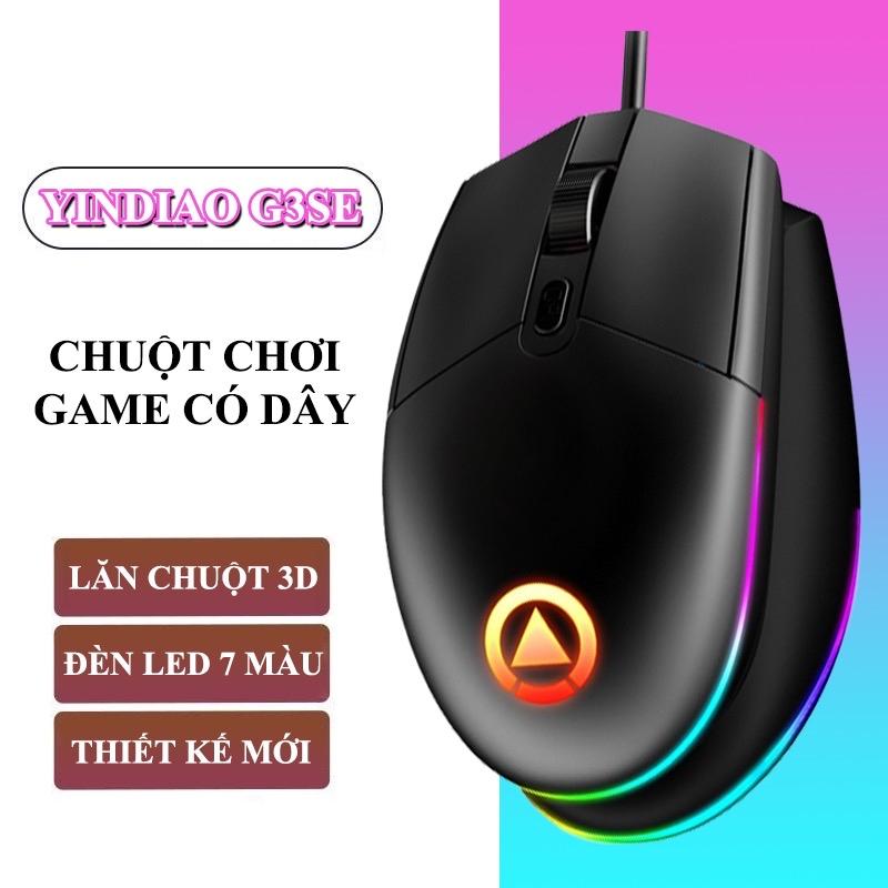 Chuột chơi game YINDIAO G3SE kết nối có dây cổng USB thiết kế công thái học chống mỏi tay có đèn led 7 màu