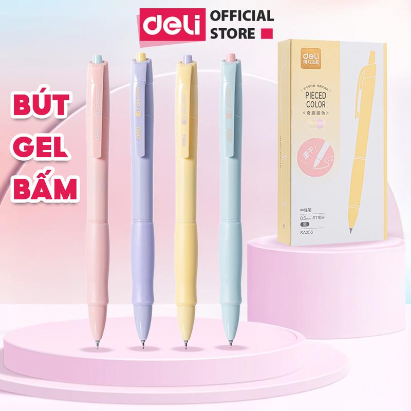 11.11 - MUA 1 TẶNG 1 Bút gel Deli SA256 Đầu ST 0.5mm Mực Đen phiên bản khô nhanh nhiều màu pastel màu sắc tương phản nét bút mượt mà màu sắc tươi sáng hộp 12 chiếc phù hợp với người đi làm học sinh sinh viên