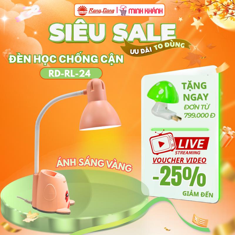 Đèn bàn đèn học LED đèn chống cận Rạng Đông RD-RL24.V2 - 5W ÁNH SÁNG VÀNG Chống cận thị - Bảo vệ thị lực