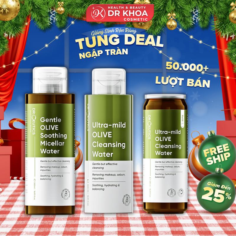 DRCEUTICS Nước Tẩy Trang Ultra Mild OLIVE Cleansing Water Dịu Nhẹ Cho Mọi Loại Da 480ml 500ml