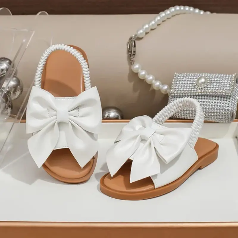 sandal anak perempuan motif terbaru /sandal slop anak  perempuan Fashion terbaru / sandal anak umur 6-9 tahun / sandal anak pesta / sandala anak perempuan slop / sandal anak perempuan motif pita / sandal anak perempuan premium 4