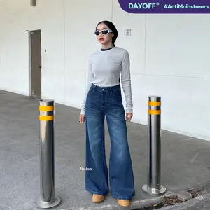 JINISO DAYOFF - 376 Highwaist Flare Cutbray Jeans Wanita