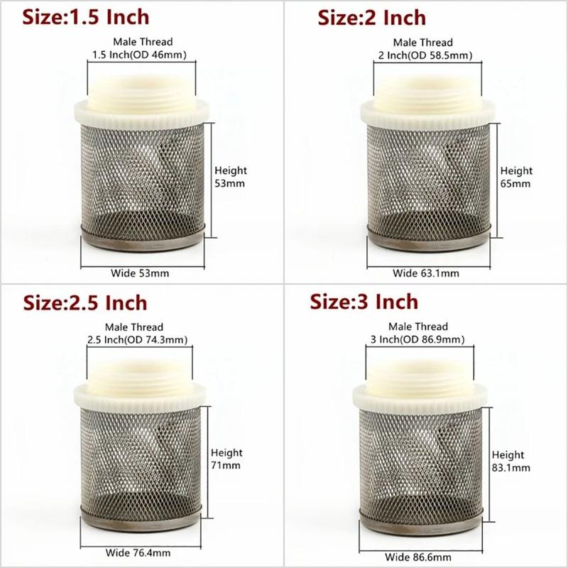 Bộ lọc ống sạch nước, 1 mảnh, vật liệu sạch 304, bộ lọc màn hình lưới, thích hợp cho ống nối 1 / 2 ", 3/4" và 1 ", bộ lọc lưới Percolator khớp, thích hợp cho thủy lợi siêu nhỏ, bể cá thủy sinh 3