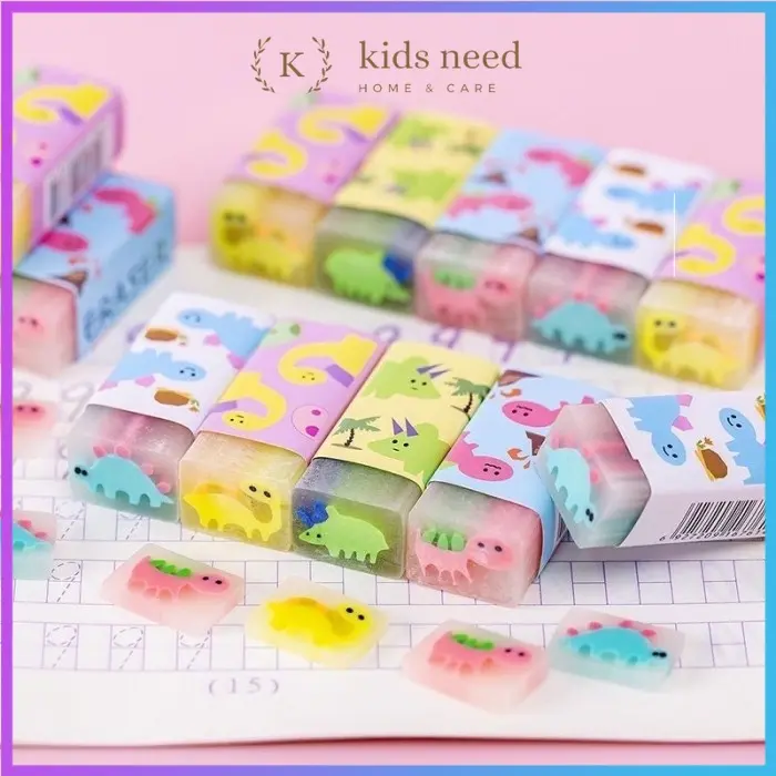 Penghapus Pensil Karet wangi / Eraser Hapusan Pensil Motif Dino Bola dan Buah 1 Pcs Penghapus Eco PVC / Eraser Unik Lucu 2