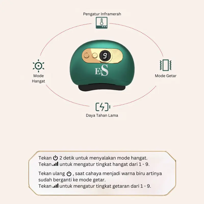 GUASHA Alat Pijat Elektrik Face Massage Electric Massager Green - Natural Bianstone 2in1 Fisioterapi Scraping Kerikan Kerokan badan dan wajah Facial Mengencangkan Perawatan Muka 4