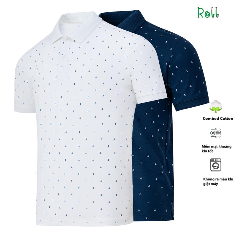 Roll Áo Polo Nam Họa Tiết Mỏ Neo Vải Cotton Xịn Mềm Mại Không Bai Xù Form Chuẩn Dễ Mặc Trẻ Trung Menswear Ngắn Tay Có Cổ Shirt