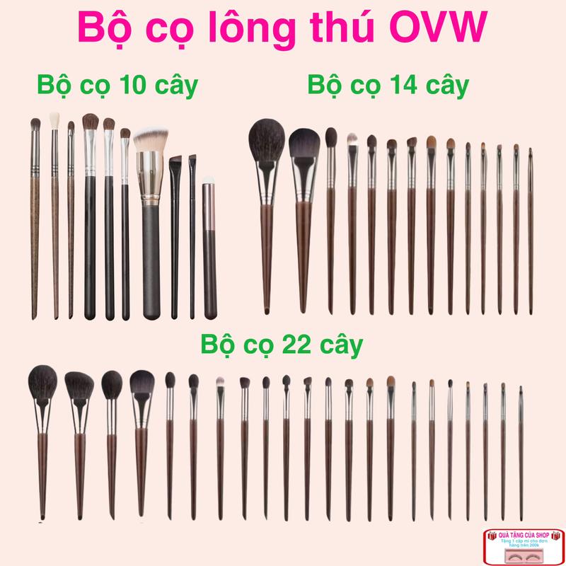 Bộ cọ trang điểm cao cấp OVW 22 cây cán gỗ với lông thú mềm mịn, tự nhiên dành cho makeup chuyên nghiệp