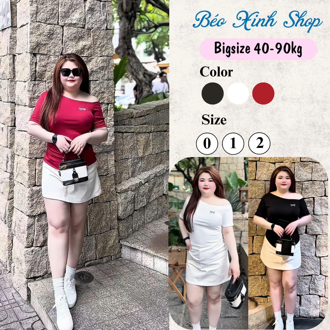 Áo Thun Nữ Trễ Vai Phối Tay Ngắn Vải Thun Tăm 45- 90Kg Bigsize Dễ Thương Top Nữ Women - A.1545