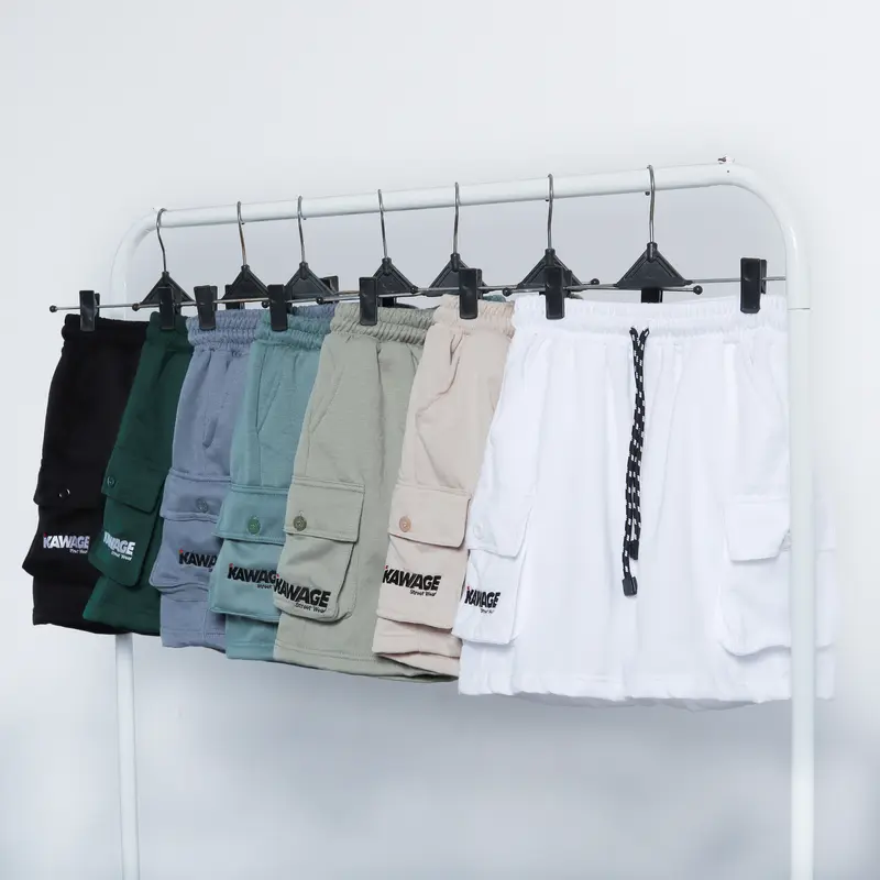 kawage celana cargo pendek anak laki laki celana pendek unisex usia 8-14 tahun bahan pleece tebal 1