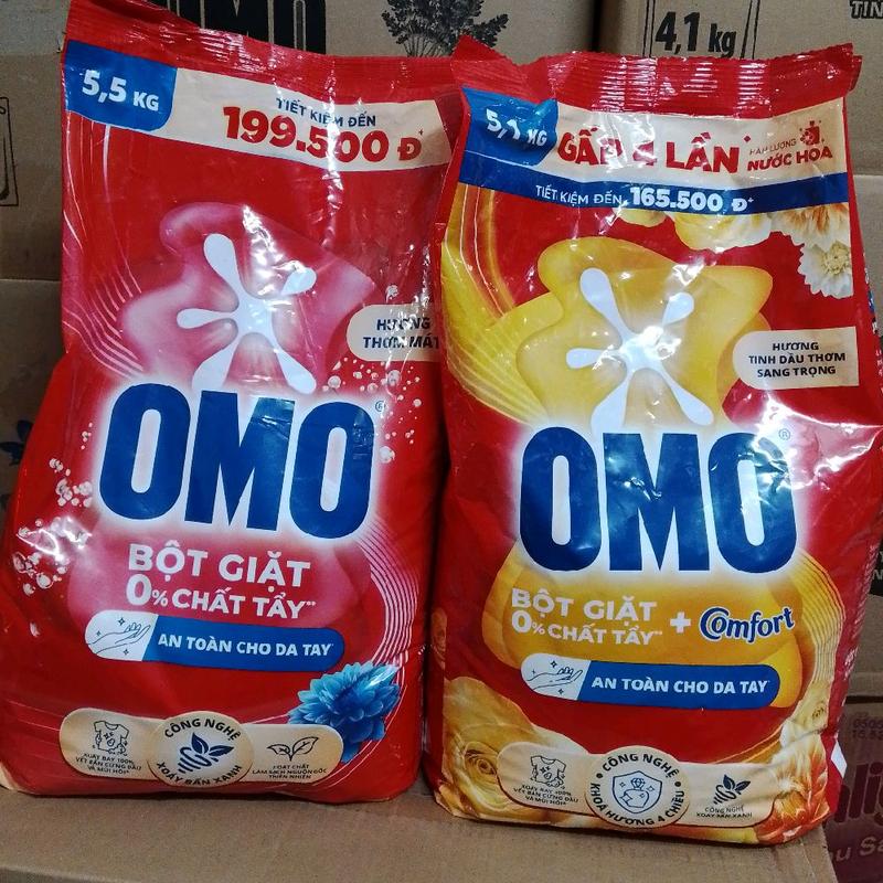  Bột giặt OMO Hương Comfort 5,5kg và 5,1kg gấp 4 lần hàm lượng nước hoa xoáy bay 100c o vết bẩn và mùi hôi 