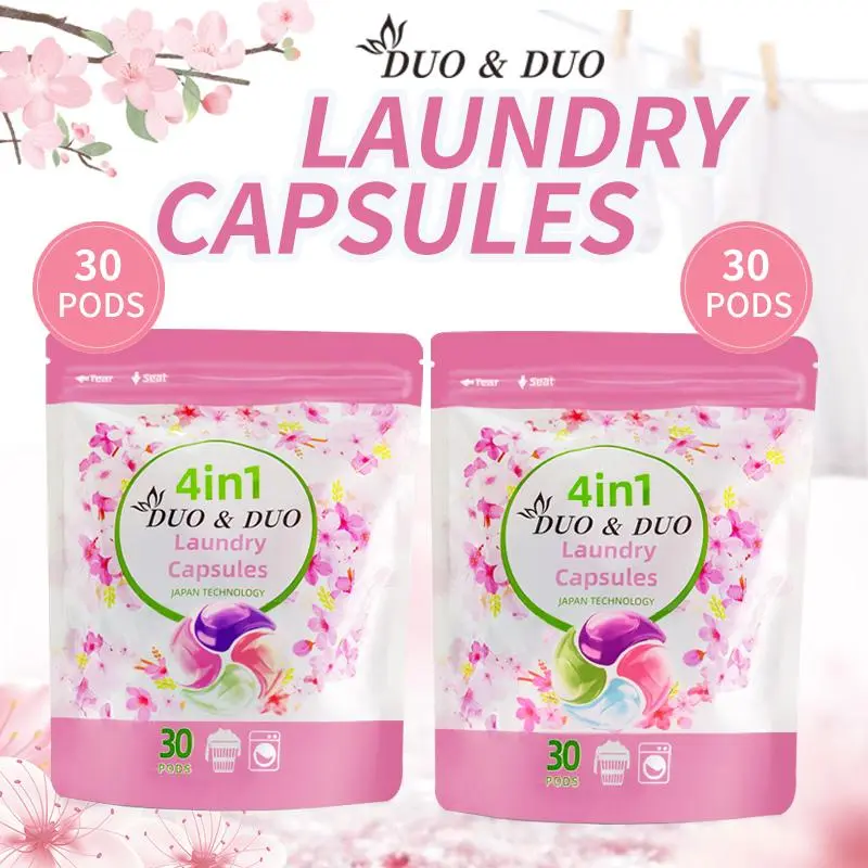 [ Mall + DuoDuo ] Plant Based Singapore SGS tested Refill 4 in 1 Laundry Capsules / Armanni Scent / Cherry Blossom -30 pods / pack