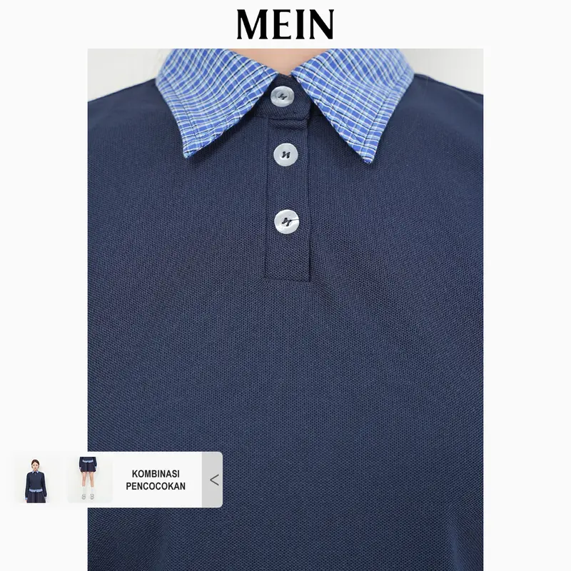 [MEIN Premium]URBAN Atasan Kerah Polo Lengan Panjang Atasan Wanita Kekinian Desain Kombinasi Gaya Dua Lapis 92048 4