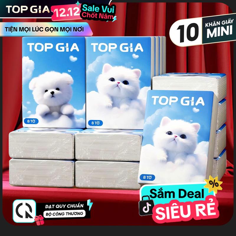 FLASH SALE 1H LỐC 10 GÓI Khăn Giấy Bỏ Túi Mini Khổ Giấy LỚN 20x20cm 4 Lớp Dập Vân 4D An Toàn Lành Tính - ĐẠT TIÊU CHUẨN BỘ CÔNG THƯƠNG TG00