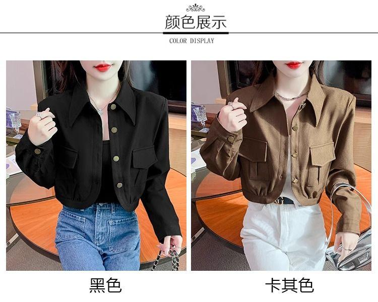 Product Introduction of Áo Khoác Áo Ghi Lê Túi Hộp, Dành Cho Nữ, Hàng Mới Về Mùa Thu 2023, Cao Cấp, Nhỏ, Dài Tay, Dễ Phối Đồ, Bó Sát, Áo Ngắn 11
