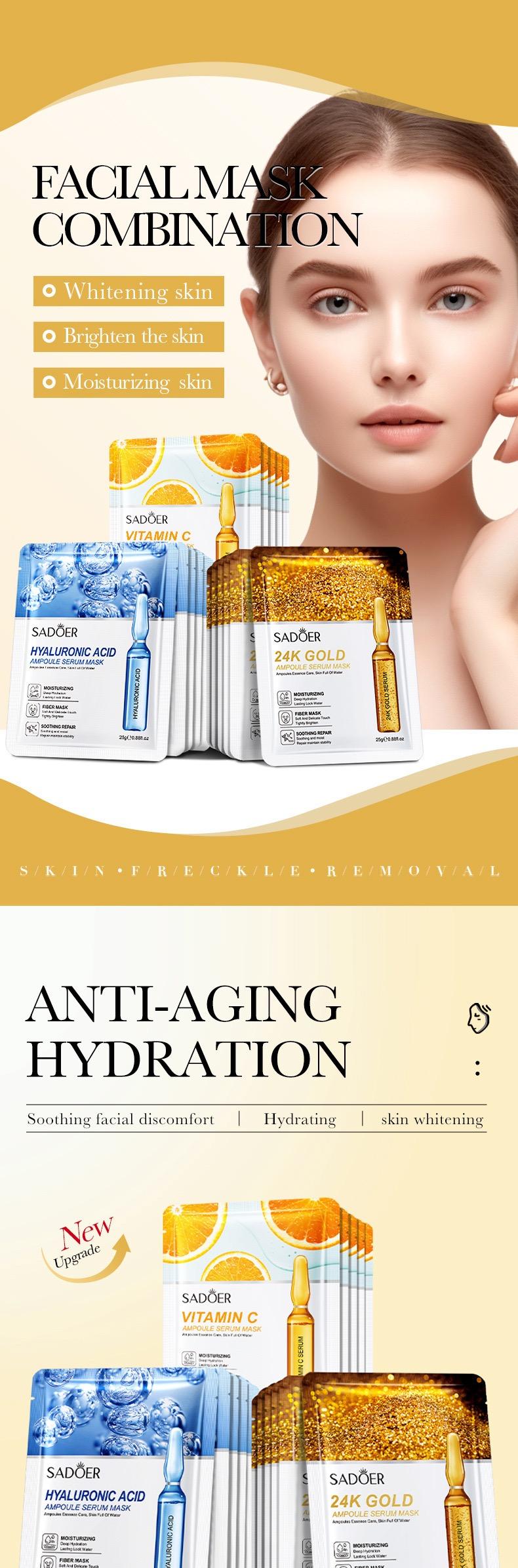 Product Introduction of SADOER Organic Face Mask, Hydrating, Moisturizing, Brightening, Soothing, Cruelty-Free 6