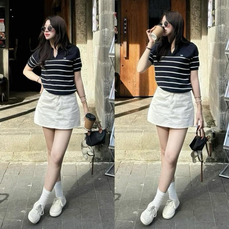 (ẢNH OLDSCHOOL) Chân váy KAKI dáng ngắn chữ A kèm quần trong basic 2 MÀU