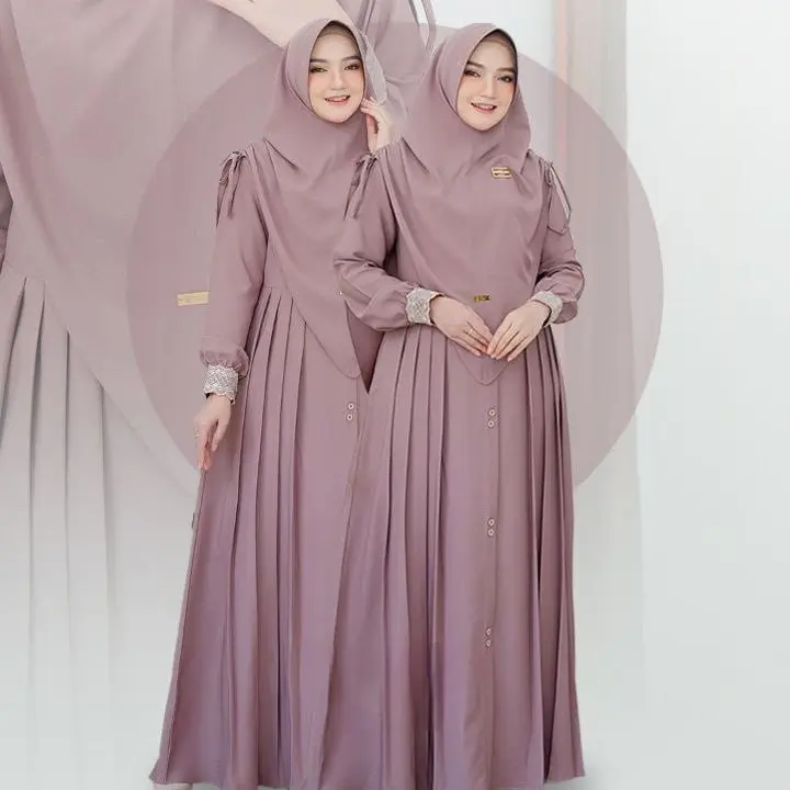 GAMIS CRINGKLE AIRFLOW PREMIUM SET HIJAB ANTEM FASHION MUSLIM ELEGAN TERBARU MOTIF RENDA SULTAN BAJU MENYUSUI BUSUI FRENDLY GAMIS ELEGAN BAJU TERLARIS Kancing Rempel Casual 0