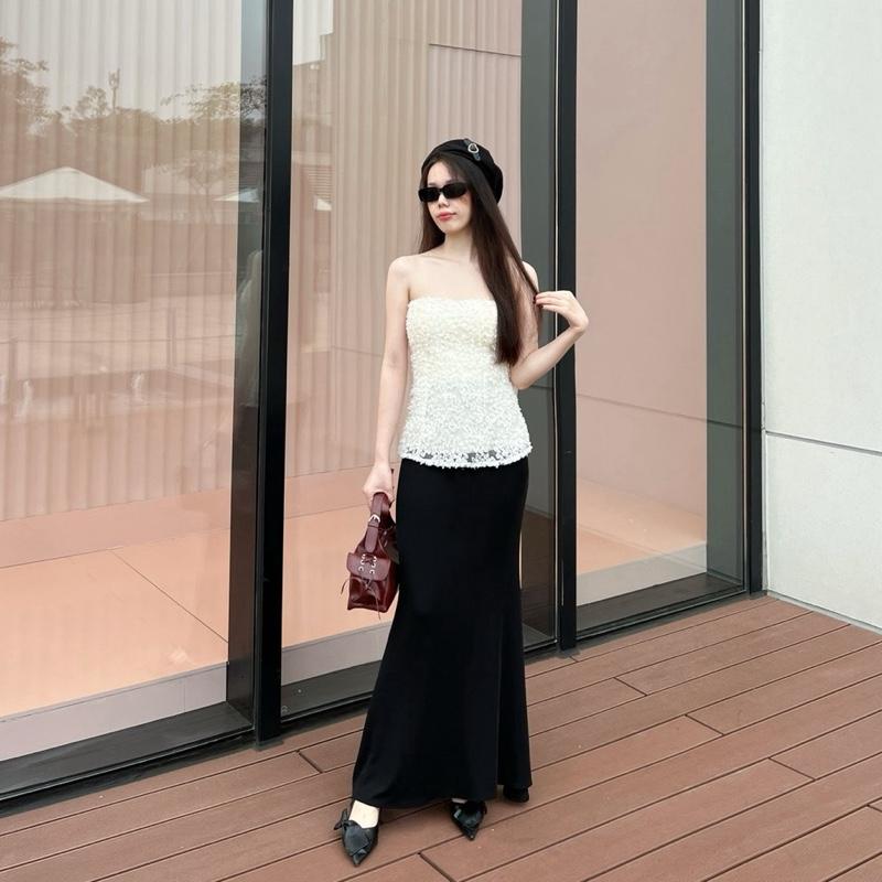 Chân váy đuôi cá dáng dài xoè nhẹ PhưnClothing ( Có 3 chiều dài 90cm - 95cm và 100cm, freesize từ 43 - 63kg ) _ Co giãn 4 chiều và đàn hồi