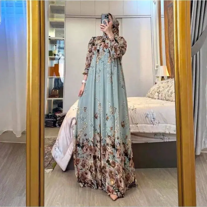 BatikAifa-Gamis Free Hijab Raya Busui Freandly Kancing Depan 4