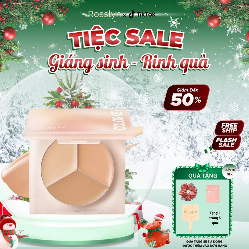 Bảng Kem Che Khuyết Điểm COLORKEY 3 Màu Tinh Tế 3.9g Rosslyn Cosmetics