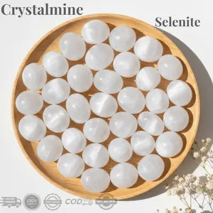 CRYSTALMINE Selenite Crystal Tumbled / Batu Tumble Bahan Alam Natural Healing Stone Alami Selenit