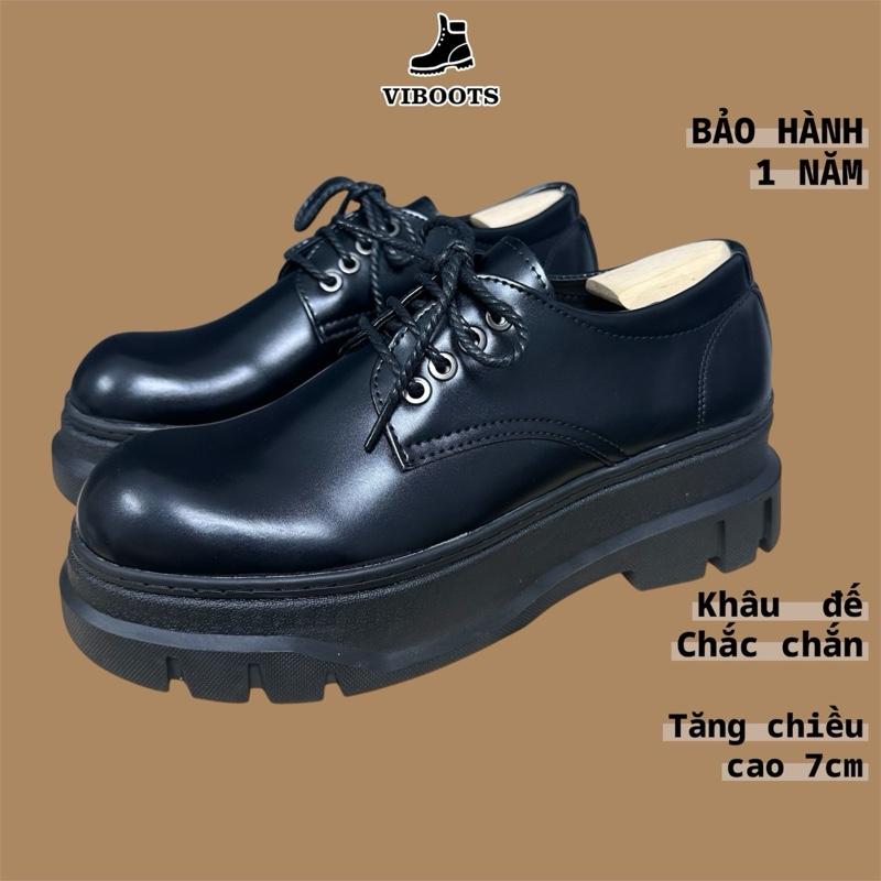 Giày Da Nam Chunky Derby Mũi Gồ Thương Hiệu Viboots Đế Tăng Chiều Cao 7cm Da Cao Cấp Đế Đúc Nguyên Khối