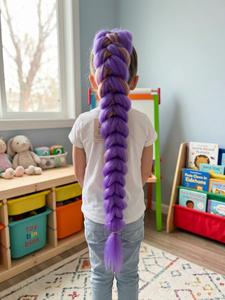 Peluca larga de 26 pulgadas en color morado KpopDemon Hunters, estilo trenzado, aspecto natural, disfraz de Halloween, cosplay, fiesta de etapa, peluca sintética trenzada pre-estirada (paquete de 1/2/3 104 pulgadas)
