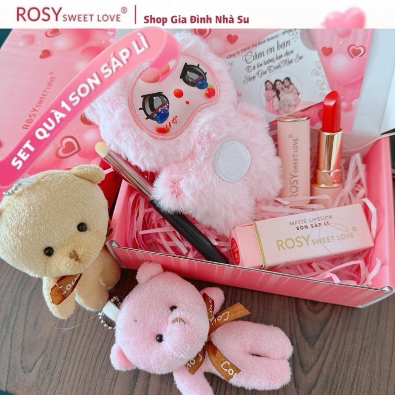 SET QUÀ “Tình Yêu” 1 SON SÁP Rosy Dưỡng Môi Mềm Mịn Siêu lì giữ màu 2-4h ,Không chì An toàn cho Mẹ Bầu