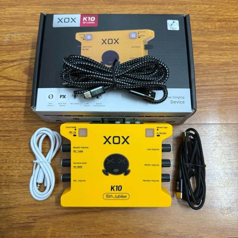  Siêu Phẩm sound card XOX K10 15th jubilee bản kỷ niệm 2025 có bluetooth  chế độ EQ  giảm tiếng ồn  hỗ trợ PC và MOBILE  live qua cổng OTG và 3.5  ó phân loại kèm dây cho điện thoại 